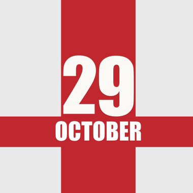 29 Ekim. Ayın 29. günü, takvim tarihi. Beyaz sayılar ve kırmızı kesişen çizgiler. Yılın günü kavramı, zaman çizelgesi, sonbahar ayı