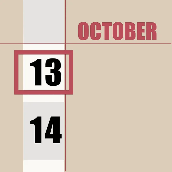 Octubre 13º Día Del Mes Fecha Del Calendario Fondo Beige — Foto de Stock