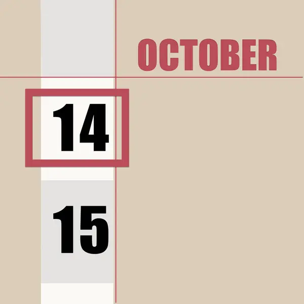 Octobre 14Ème Jour Mois Date Calendrier Fond Beige Avec Bande — Photo