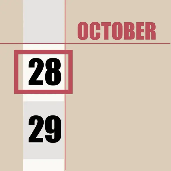 Οκτωβρίου 28Η Ημέρα Του Μήνα Ημερολόγιο Μπεζ Φόντο Λευκή Ρίγα — Φωτογραφία Αρχείου