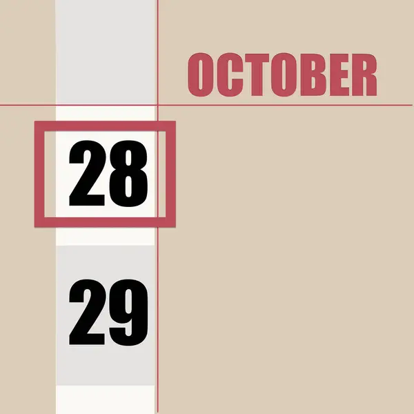 Octobre 28Ème Jour Mois Date Calendrier Fond Beige Avec Bande — Photo