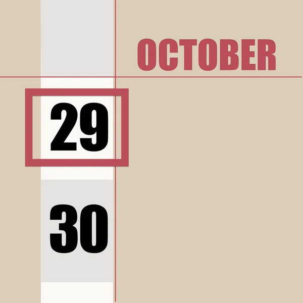 10月29日月29日 日历日期 米色背景 白色条纹和红色正方形 日期变化 年月日的概念 时间规划 秋季月 — 图库照片