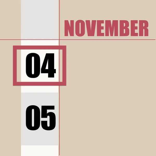 Novembre 4Ème Jour Mois Date Calendrier Fond Beige Avec Bande — Photo