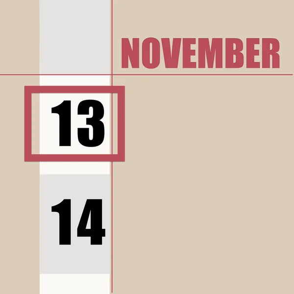 Novembre 13Ème Jour Mois Date Calendrier Fond Beige Avec Bande — Photo