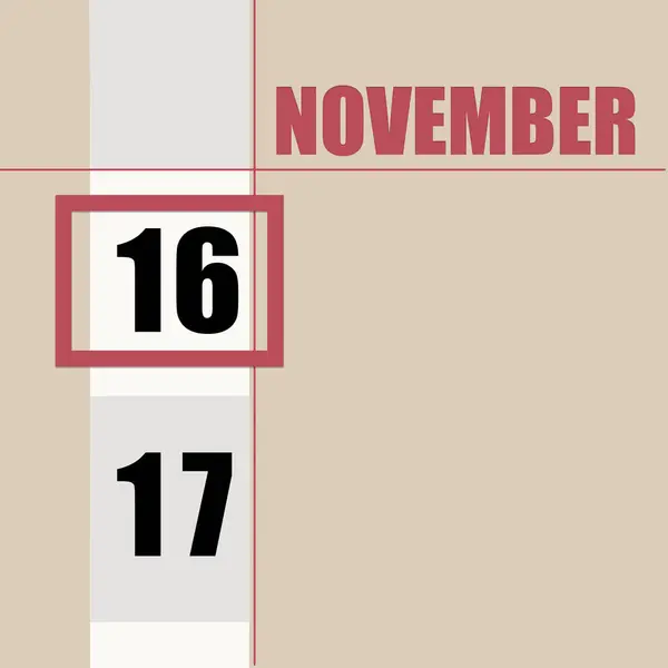 Noviembre 16º Día Del Mes Fecha Del Calendario Fondo Beige — Foto de Stock