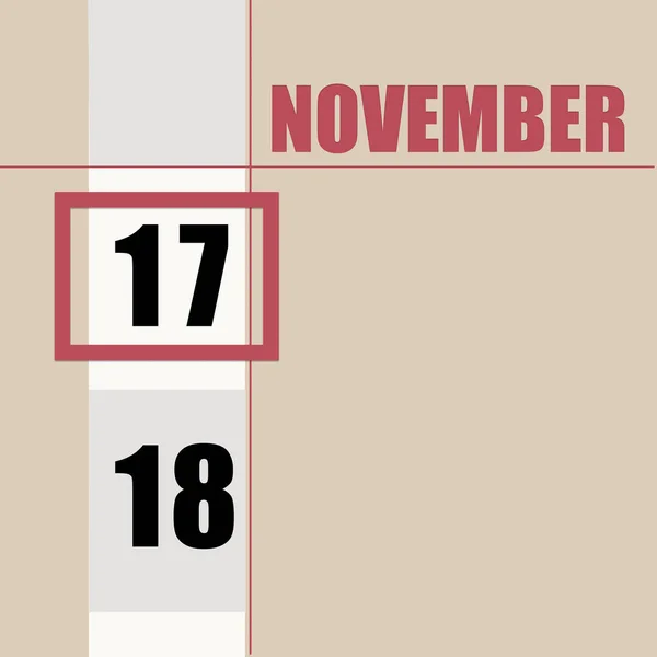 Noviembre 17º Día Del Mes Fecha Del Calendario Fondo Beige — Foto de Stock