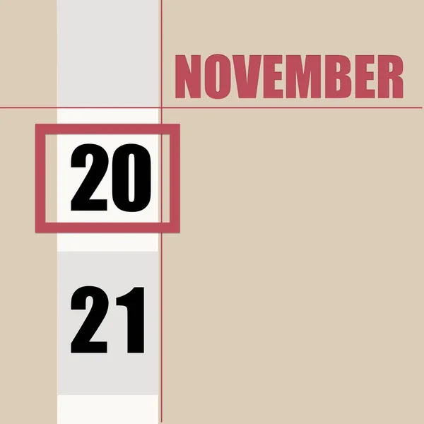 Novembre 20Ème Jour Mois Date Calendrier Fond Beige Avec Bande — Photo