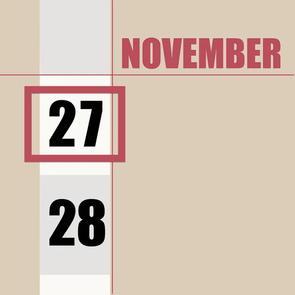 Novembre 27Ème Jour Mois Date Calendrier Fond Beige Avec Bande — Photo