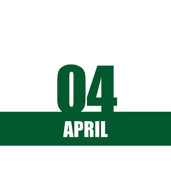 4月4日月4日 日历日 绿色的数字和条纹与白色文字在孤立的背景 一年一天的概念 时间规划 春季月份 — 图库照片
