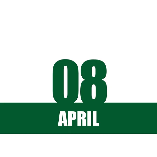 April 8Th Day Month Calendar Date Green Numbers Stripe White — Stock Photo, Image