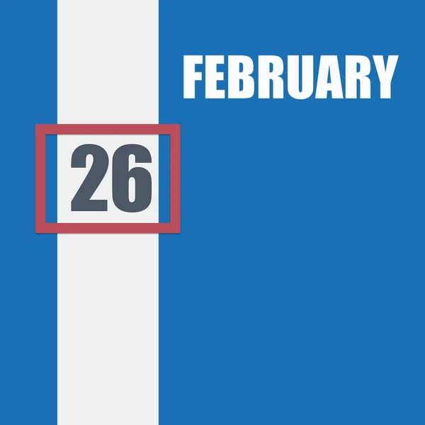 Febrero 26º Día Del Mes Fecha Del Calendario Fondo Azul — Foto de Stock