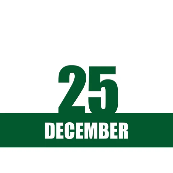 December 25Th Day Month Calendar Date Green Numbers Stripe White — Stock Photo, Image