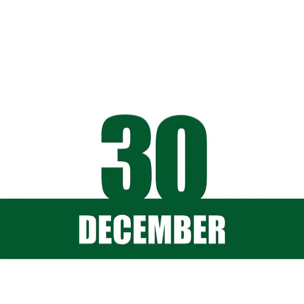 December 30Th Day Month Calendar Date Green Numbers Stripe White — Stock Photo, Image