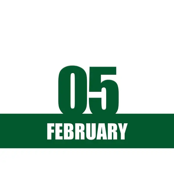 February 5Th Day Month Calendar Date Green Numbers Stripe White — Stock Photo, Image