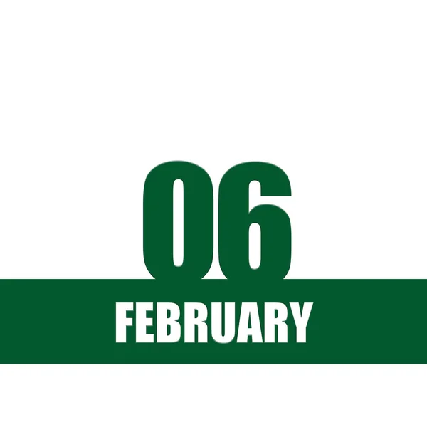 February 6Th Day Month Calendar Date Green Numbers Stripe White — Stock Photo, Image