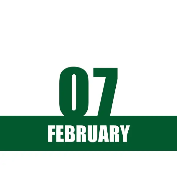 February 7Th Day Month Calendar Date Green Numbers Stripe White — Stock Photo, Image