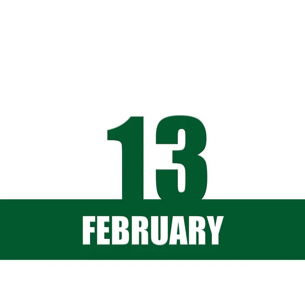 February 13Th Day Month Calendar Date Green Numbers Stripe White — Stock Photo, Image