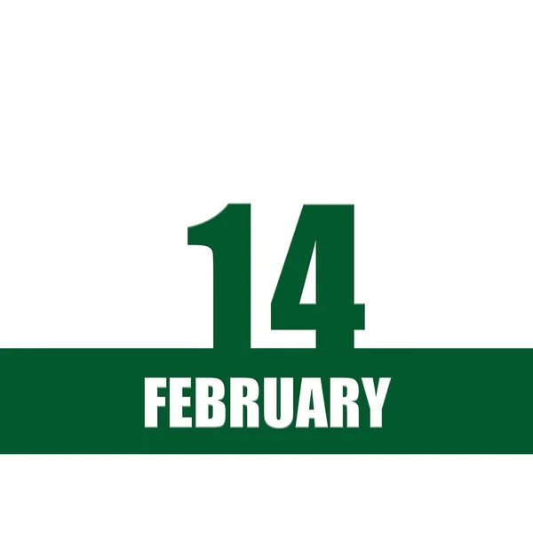 February 14Th Day Month Calendar Date Green Numbers Stripe White — Stock Photo, Image