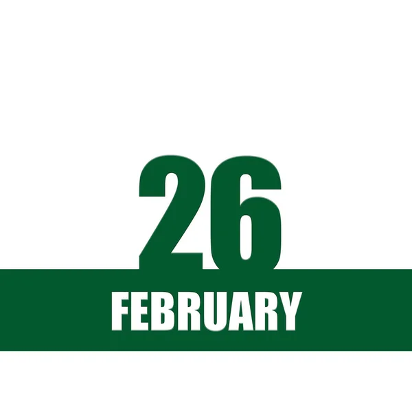 Lutego Dzień Miesiąca Data Kalendarzowa Zielone Numery Paski Białym Tekstem — Zdjęcie stockowe
