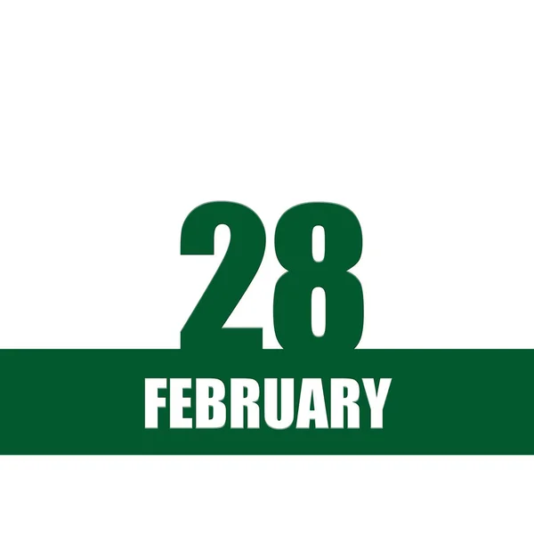Φεβρουαρίου 28Η Ημέρα Του Μήνα Ημερολόγιο Πράσινοι Αριθμοί Και Ρίγα — Φωτογραφία Αρχείου