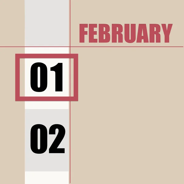 Únor Den Měsíci Kalendářní Datum Béžové Pozadí Bílým Pruhem Červeným — Stock fotografie