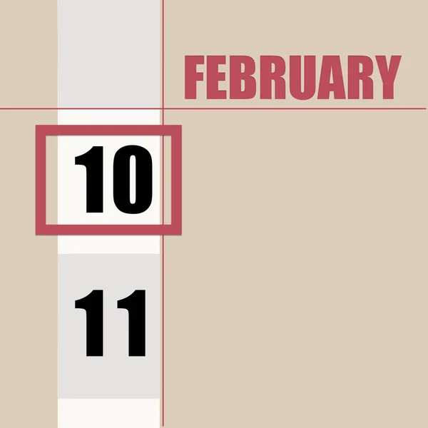 Februari 10E Dag Van Maand Kalenderdatum Beige Achtergrond Met Witte — Stockfoto