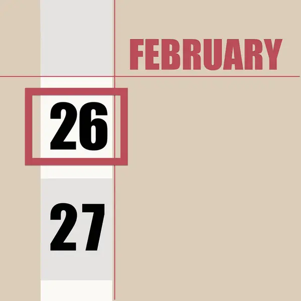 Febrero 26º Día Del Mes Fecha Del Calendario Fondo Beige —  Fotos de Stock