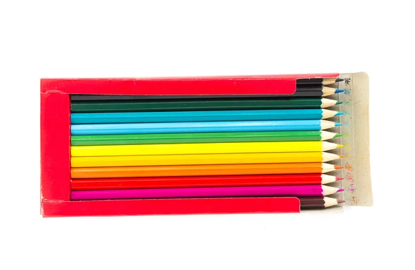 在白色背景上隔离的彩色铅笔 — 图库照片