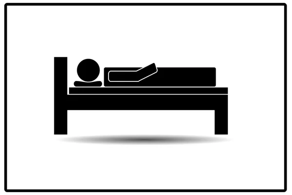 Bed Ikoon Met Persoon Slapen Onder Een Deken Het Bed — Stockfoto