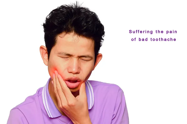 L'uomo ha mal di denti e ulcera alla bocca — Foto Stock