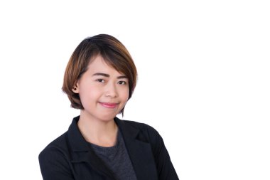 Asya insanlar: Güzel akıllı genç bayan beyaz arka plan üzerinde