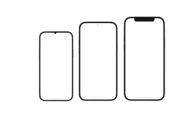 Beyaz arkaplanda akıllı telefon boş ekran modeli seti