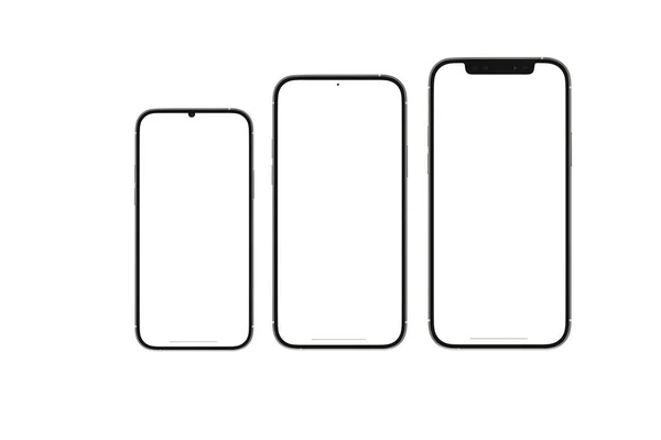 Zestaw smartphone puste biały ekran makieta na białym tle — Zdjęcie stockowe