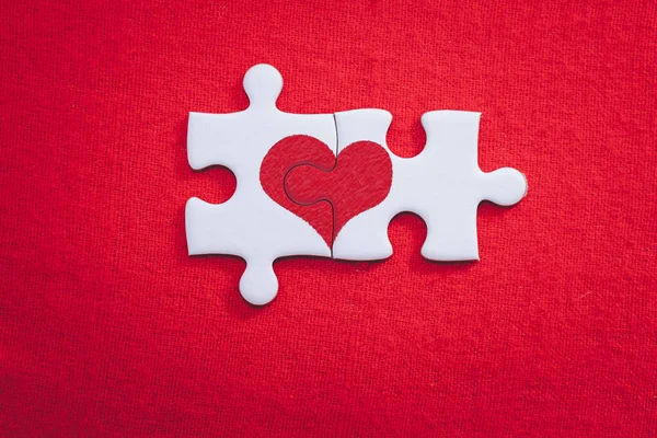 Heart Shaped Puzzle Pieces Love Valentine Concept Valentines Day Sweetest — Stock Photo, Image