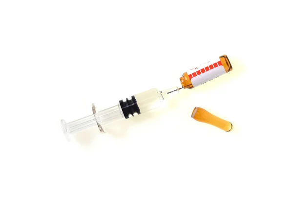 Top view,ampules with syringe,medicine concept — Stock Photo, Image