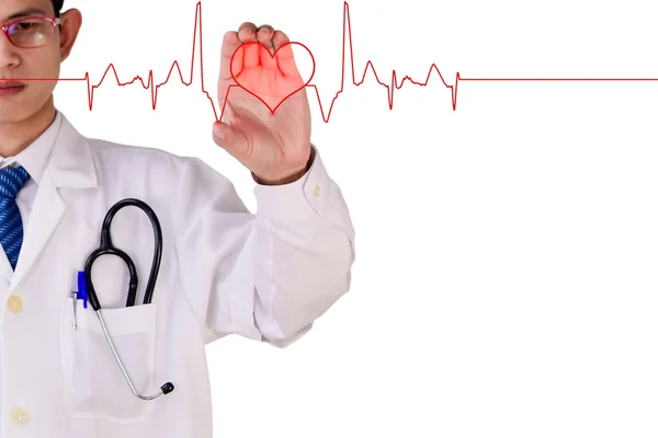 Доктор держит сердцебиение — стоковое фото