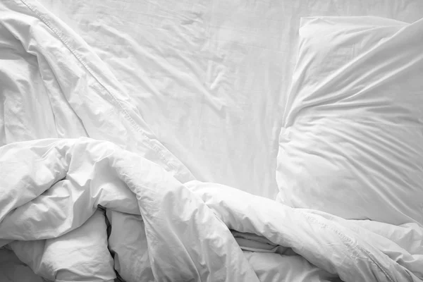 Top view of f bedding sheets and pillow — Stock Photo, Image