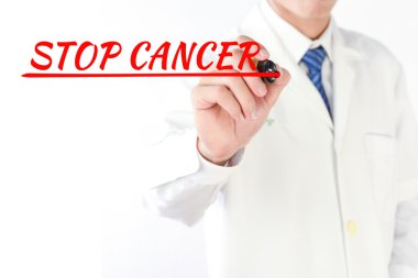 Doktor el durdurmak kanser görsel ekranda yazma.