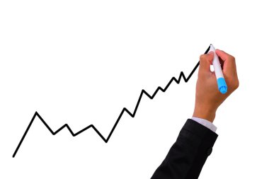 Bir diyagramı grafik yazma kalem marker ile iş el