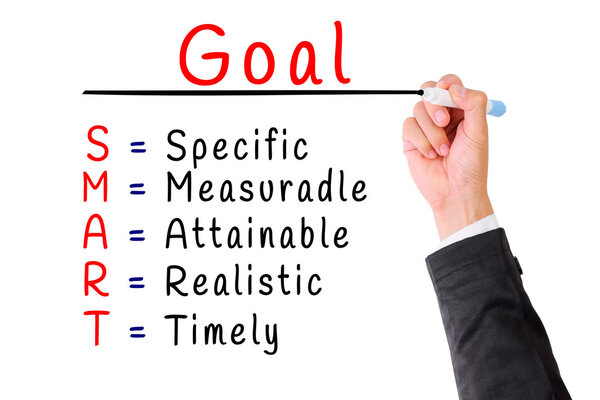 Hand writing smart goal isolate on white