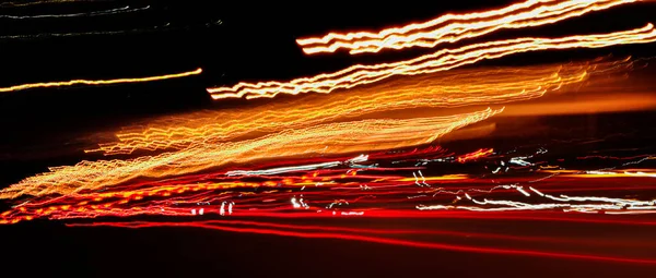 Hoge Snelheid Licht Tracks Van Auto Lichten Snelweg Nacht Stad — Stockfoto