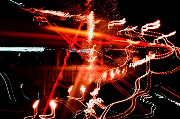 High Speed Radiale Lichtpaden Van Stadsverlichting Autokoplampen Weg Snelweg Nacht — Stockfoto