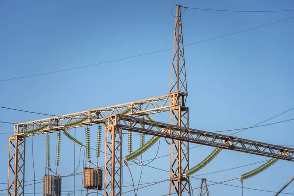 Líneas Eléctricas Alto Voltaje Con Trampa Ondas Tapón Alta Frecuencia — Foto de Stock