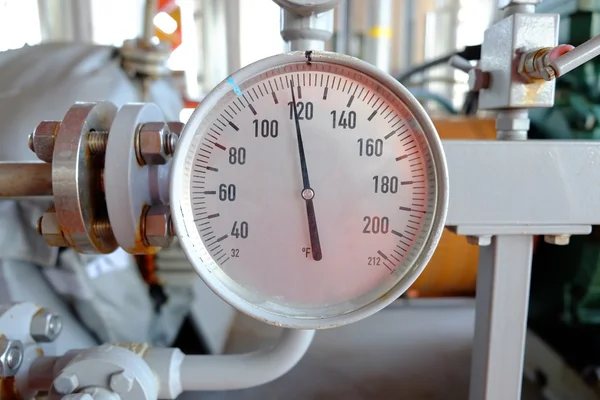 Petrol ve gaz üretim süreci içinde basınç göstergesi.