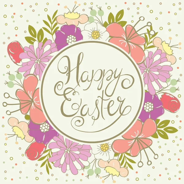 Easter greeting card. Background with spring flowers — Stock Vector