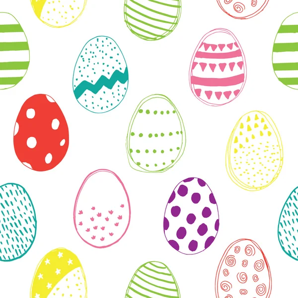 Modello senza cuciture con uova di Pasqua scarabocchi. Illustrazione vettoriale — Vettoriale Stock