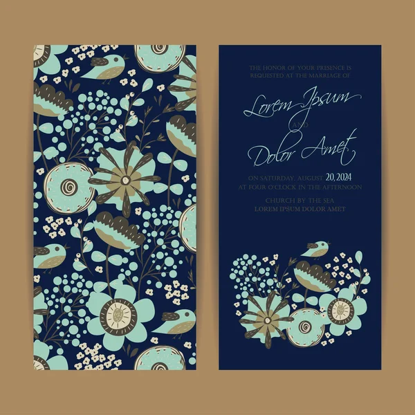 Einladungs- oder Ankündigungskarte mit floralem Hintergrund — Stockvektor
