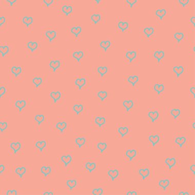 Pembe bir arka plan üzerinde mavi kalpler ile Seamless Modeli.