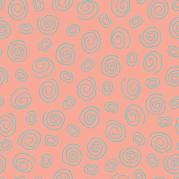 Seamless mönster med blå spiraler på rosa bakgrund. — Stock vektor