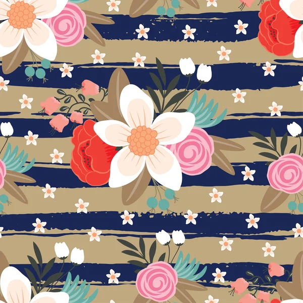 Fondo floral vintage sin costuras — Vector de stock